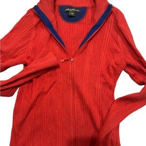 Eddie Bauer Red Sweater with Blue Accents